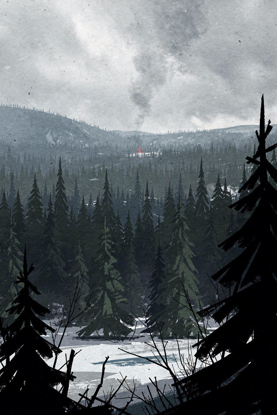 Distant smoke over the forest